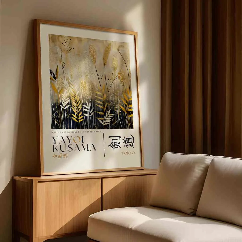 Yayoi Kusama – Plakat ze Złotymi Motywami Natury