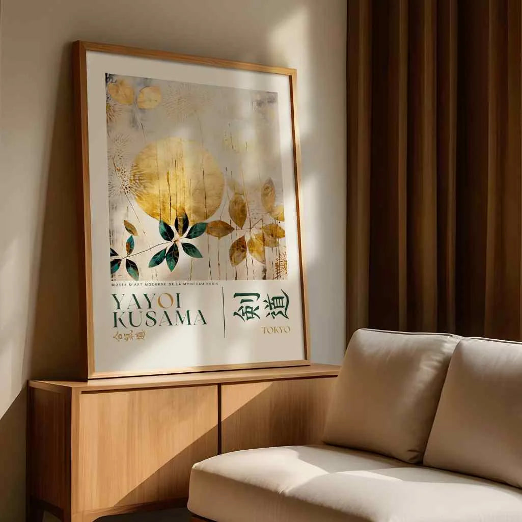 Plakat Yayoi Kusama z Złotymi Elementami