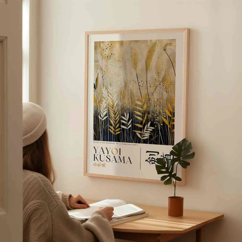 Yayoi Kusama – Plakat ze Złotymi Motywami Natury