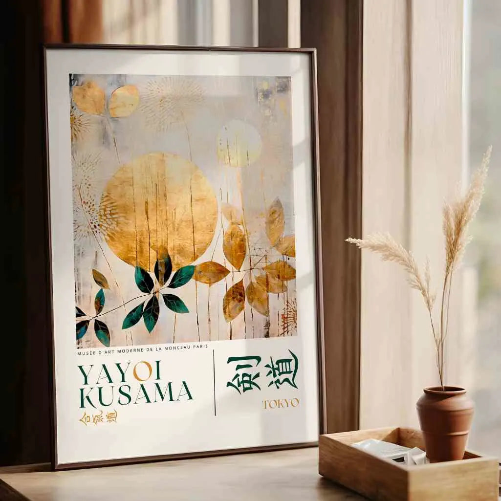 Plakat Yayoi Kusama z Złotymi Elementami