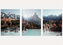 Alpine lake turquoise water poster set of 3 mountain wall art