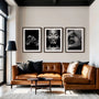 Artistic female portrait wall art set modern black and white decor