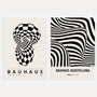bauhaus geometric illusion poster set 2 black white wall art