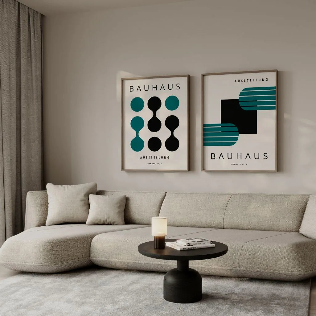 bauhaus green black geometric poster detail