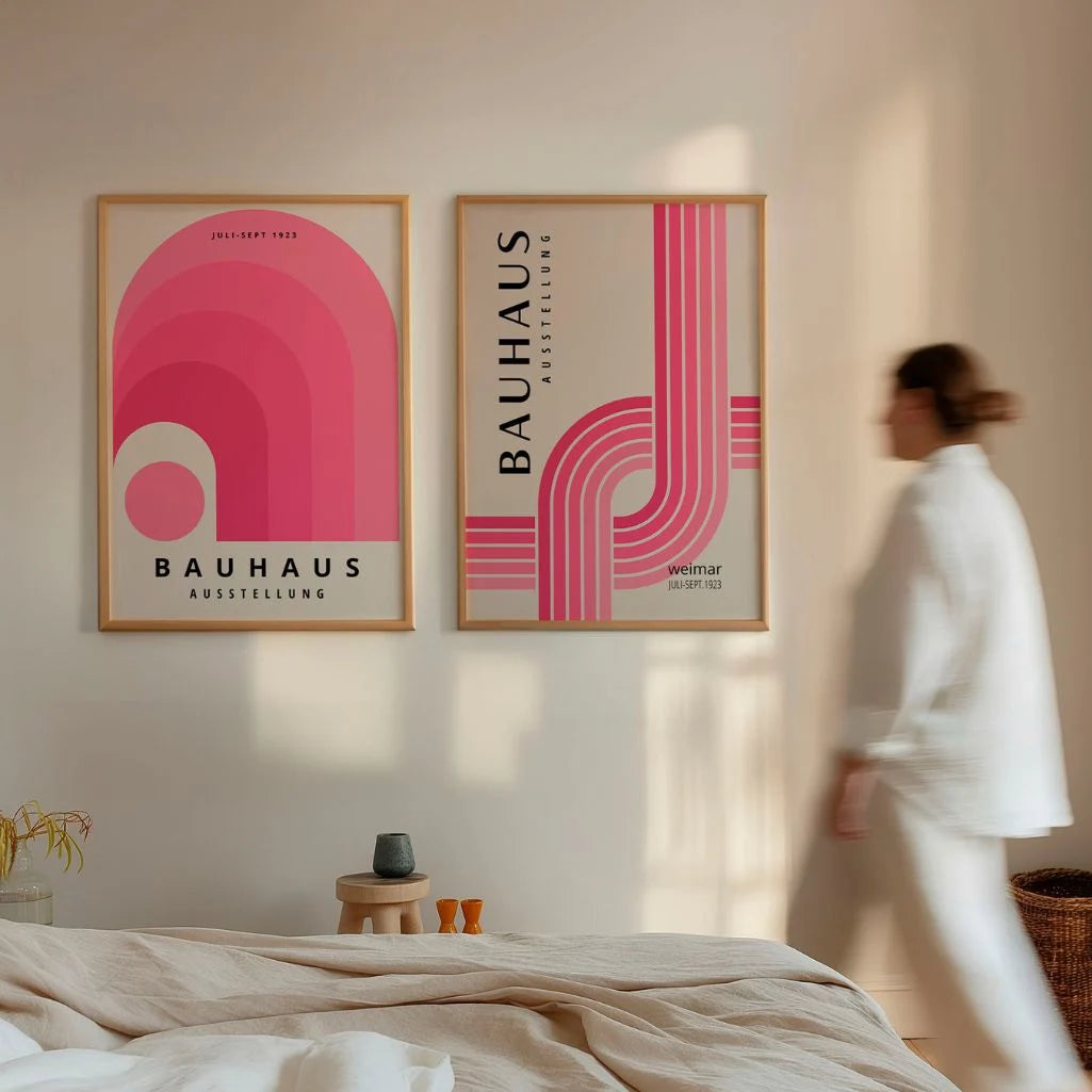 bauhaus pink poster set 2 gallery wall decor
