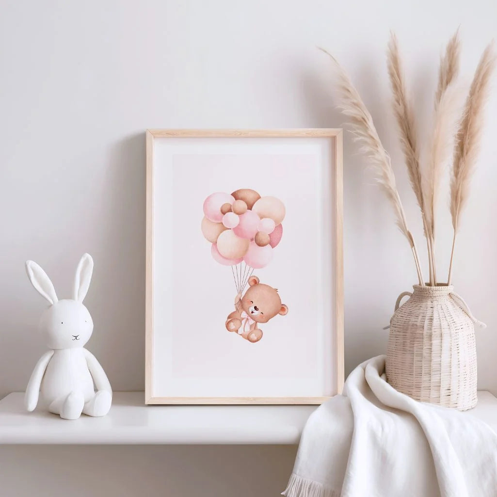 bear balloons poster nursery decor