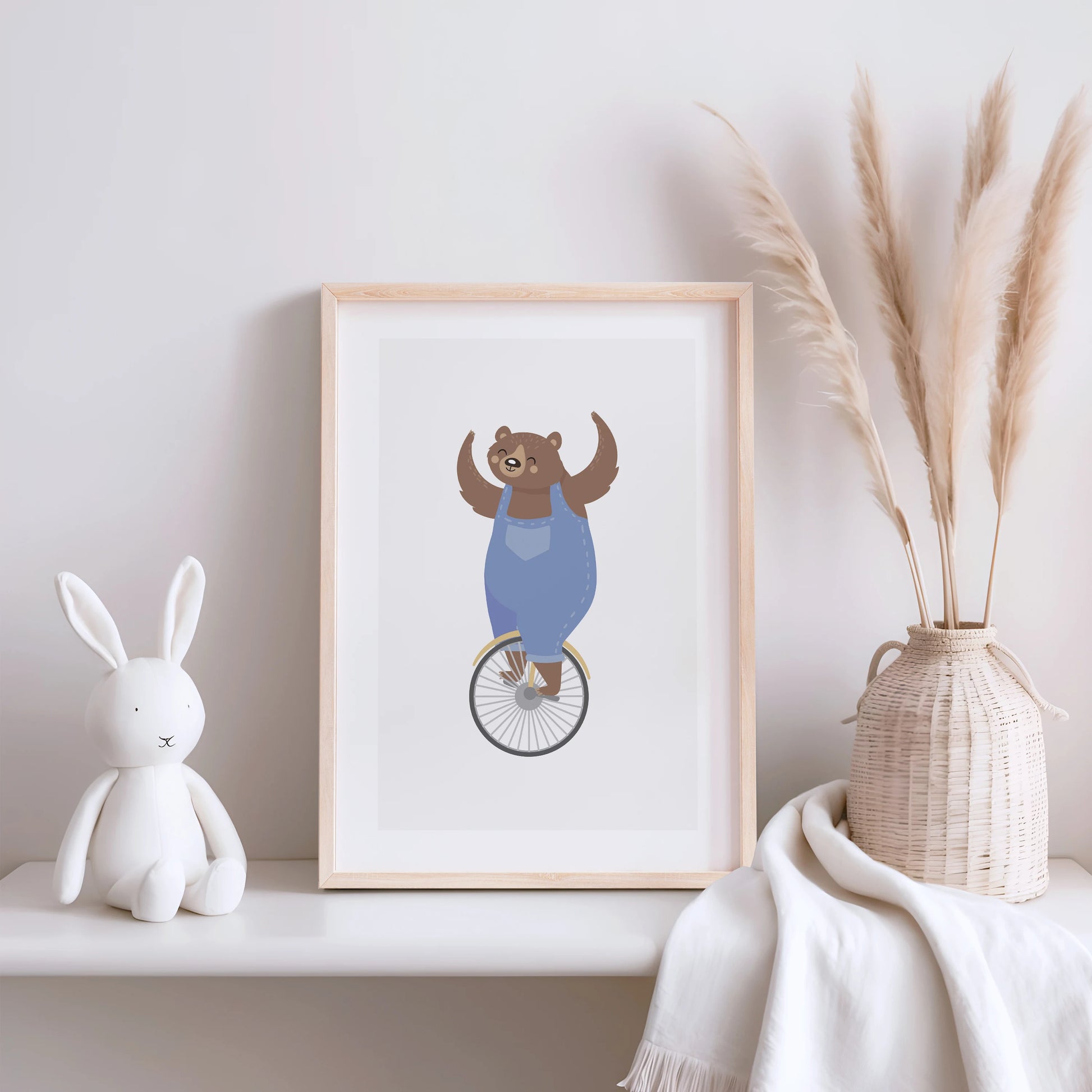 bear on unicycle poster kids gallery wall