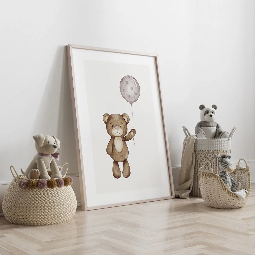 bear polka dot balloon poster kids gallery wall