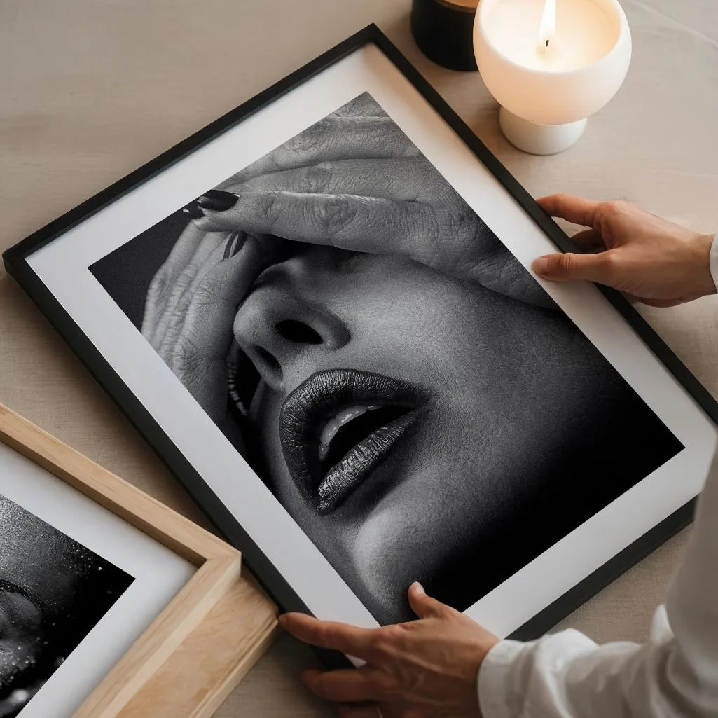 black white lips portrait poster decor