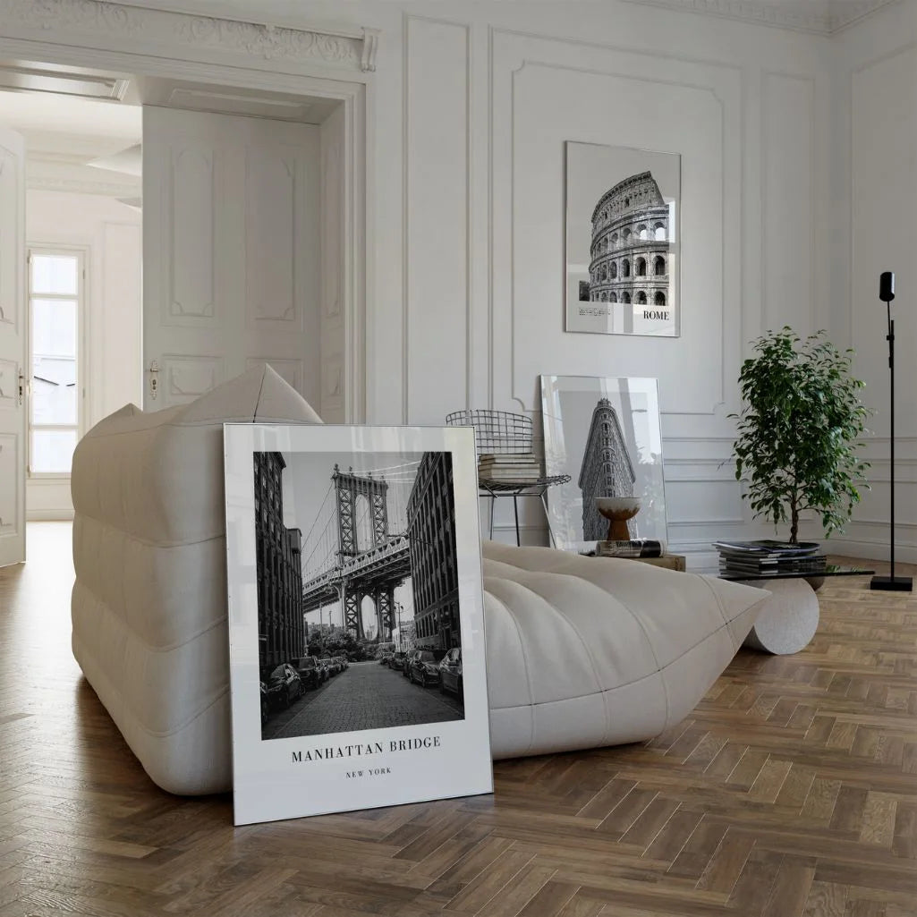 black white manhattan bridge poster decor