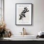 detailed botanical branch poster in living room modern decor