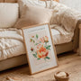 peach botanical poster for living room elegant floral decor