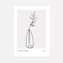 Botanical line art poster with minimalist branch in vase illustration