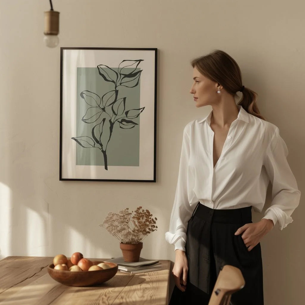 botanical branch line poster bedroom calm minimalist decor