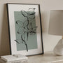 botanical line art poster living room modern neutral decor