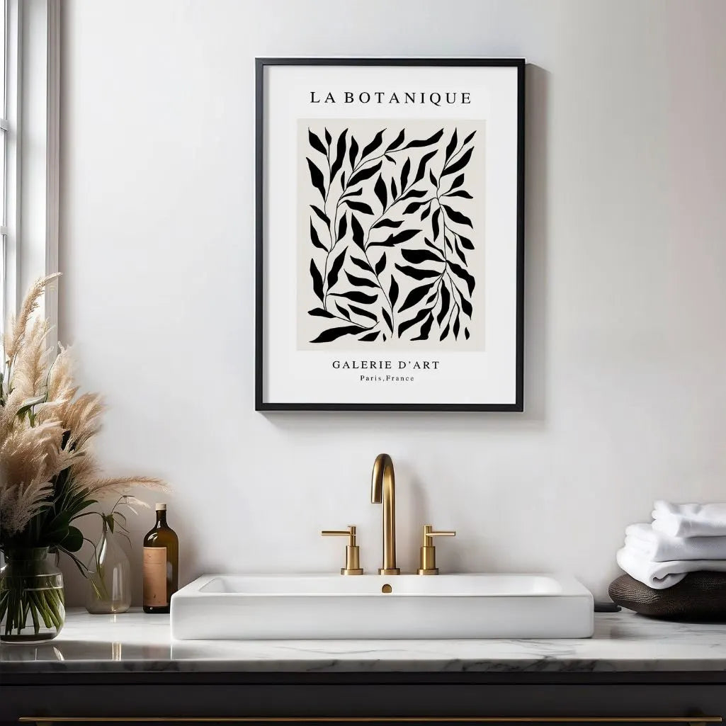 botanical pattern poster in living room modern natural wall decor