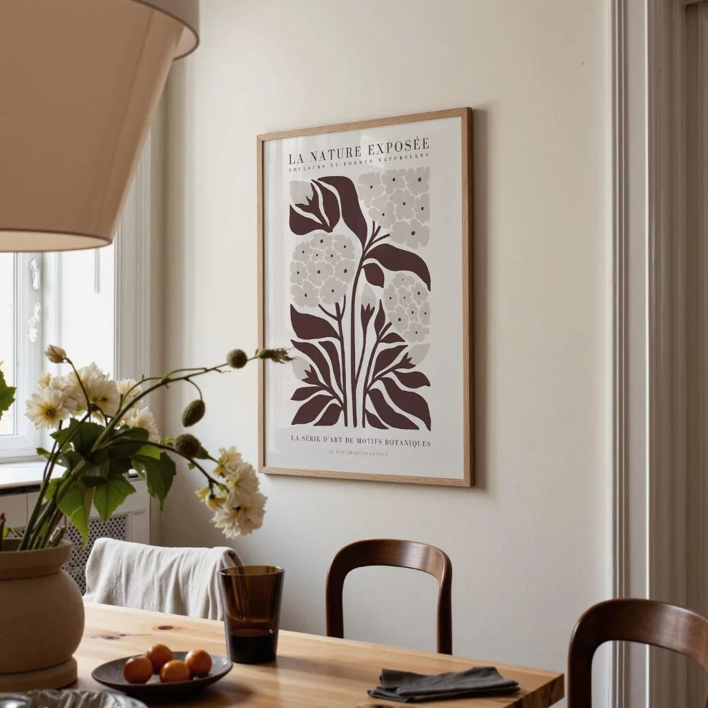 brown flowers poster living room natural decor
