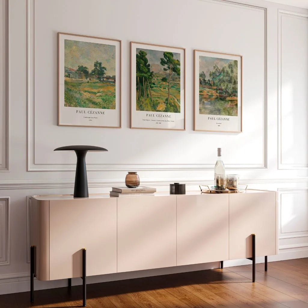 Paul Cezanne structured landscape poster set with earth tones for office wall decor