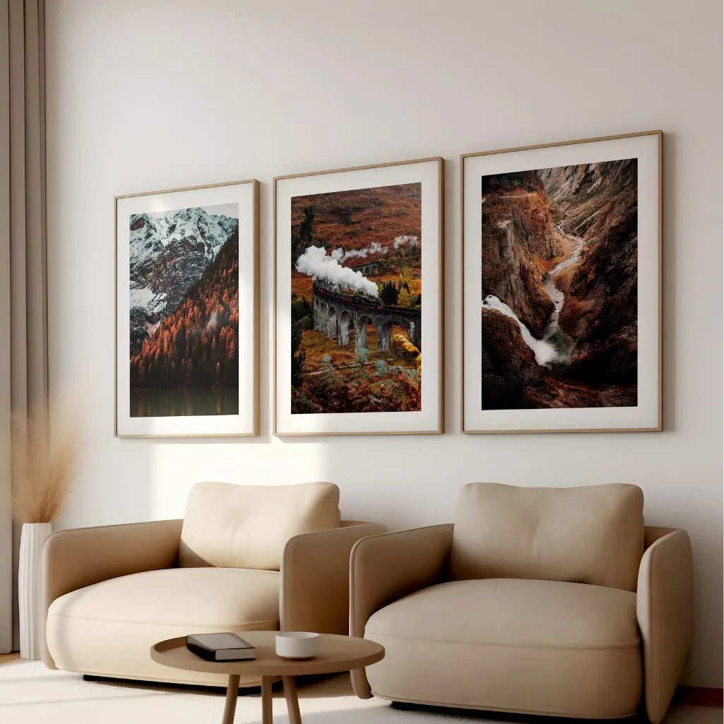 Dramatic canyon river mountain wall art set adventure nature posters