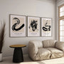 Expressive brushstroke poster set in black and beige for modern interior