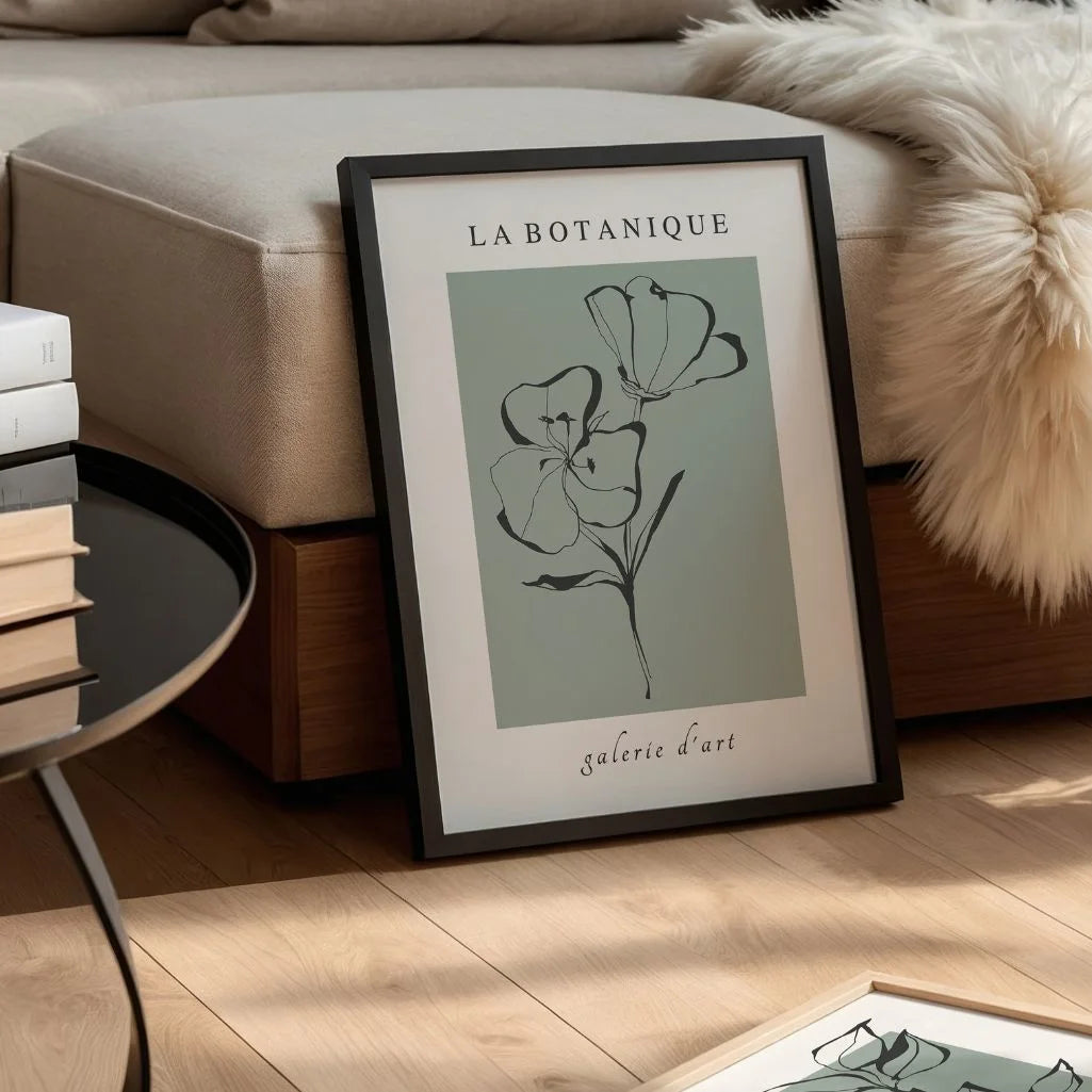floral contour poster bedroom calm sage green decor