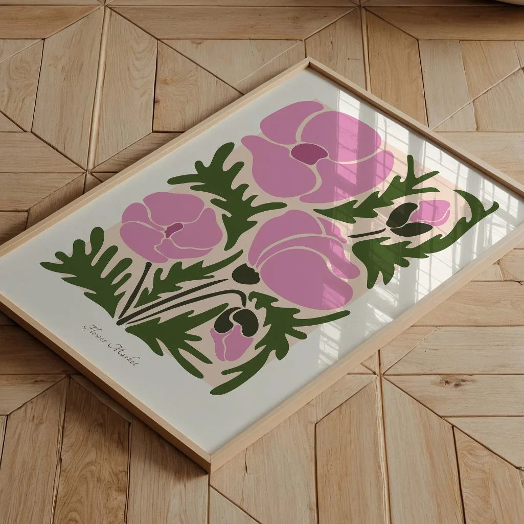 floral detail green poster