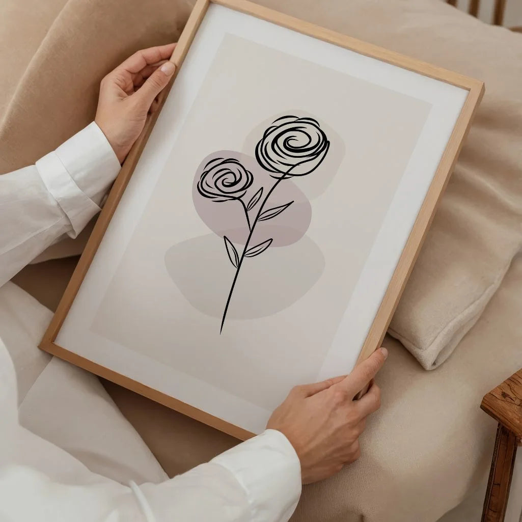 floral line art gallery wall poster