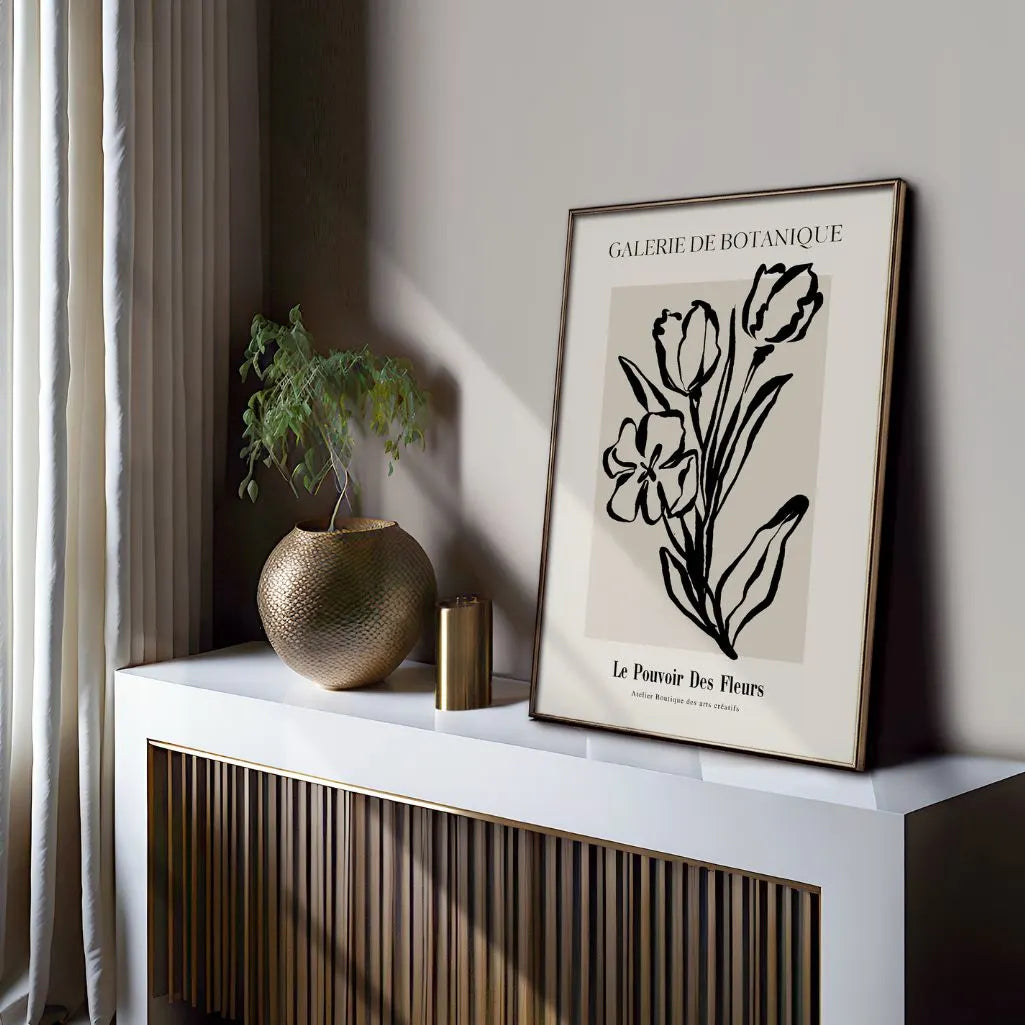 floral line detail poster