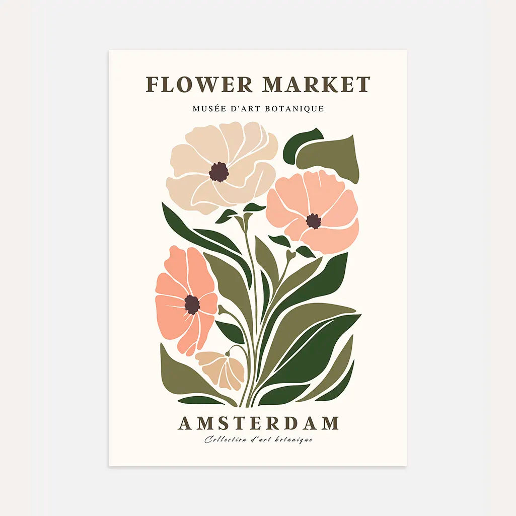 flower market amsterdam poster botanical floral wall art