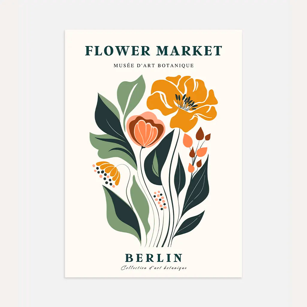 flower market berlin poster botanical vintage wall art