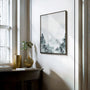 foggy forest watercolor poster living room calm decor