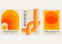 bauhaus poster set of 3 with orange and yellow geometric forms