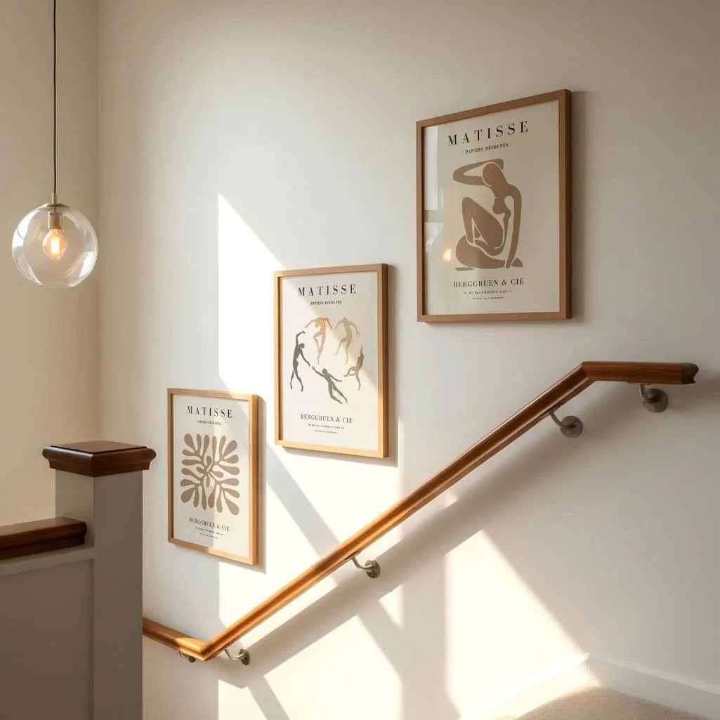 Henri Matisse figure artwork poster set in beige and brown tones for minimalist wall art