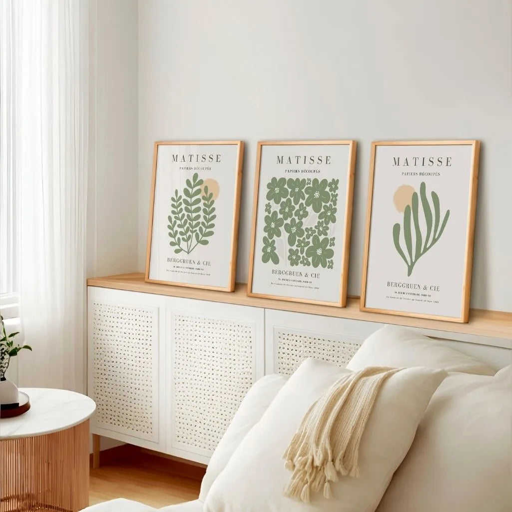 henri matisse floral olive green gallery wall set
