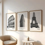 Iconic city photography poster set minimalist urban wall art