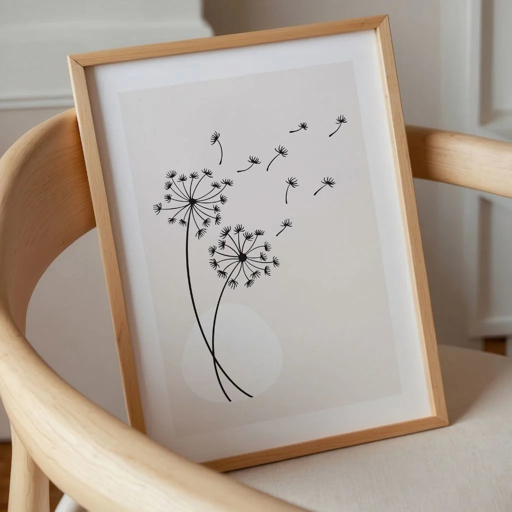 dandelion gallery wall line art poster