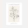 Linear floral finesse poster with delicate botanical line art in minimalist style