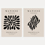 Matisse beige organic abstract set of 2 posters with black shapes on neutral background