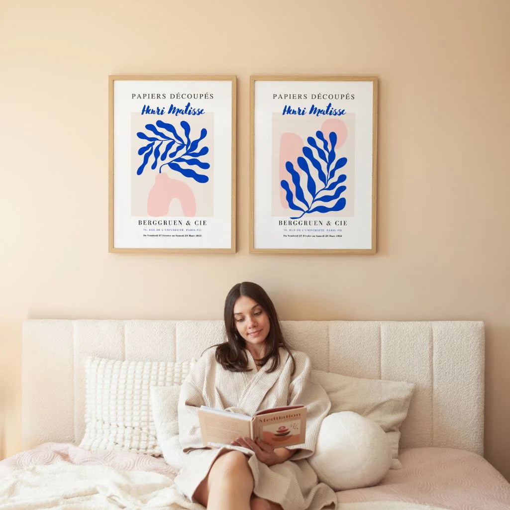 matisse blue wall art living room decor