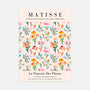 Matisse floral watercolor poster with pastel flowers and soft botanical composition