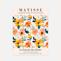 Matisse orange tone flowers poster with warm floral composition in orange yellow and pink