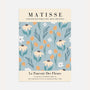 Matisse wildflowers poster with airy botanical composition on blue grey background