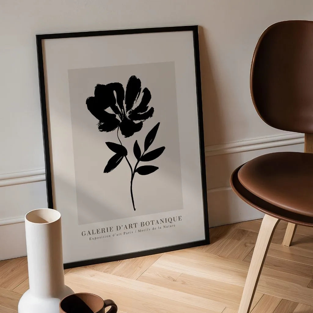 minimal flower poster gallery wall neutral floral decor