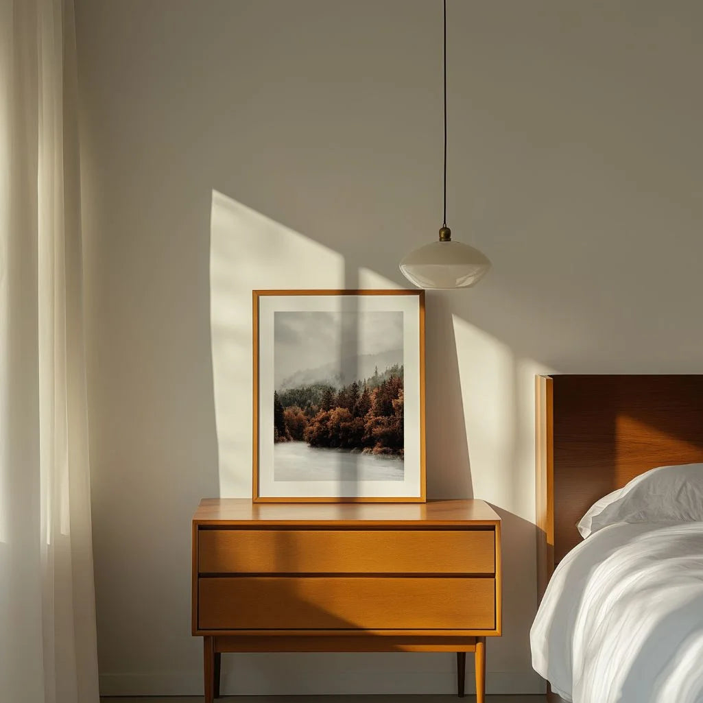 Misty forest river poster gallery wall