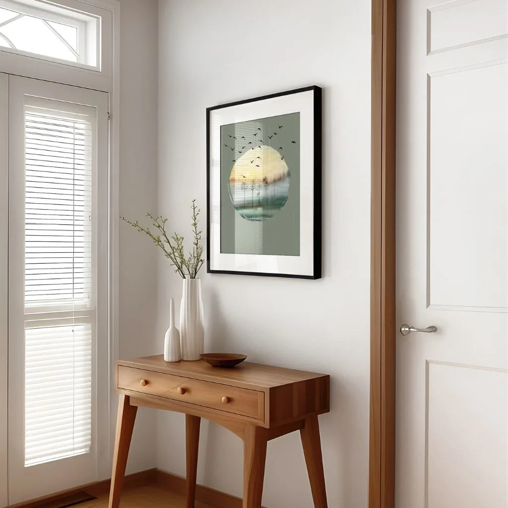 misty forest wall art living room decor