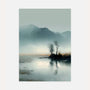misty mountains lake poster wall art