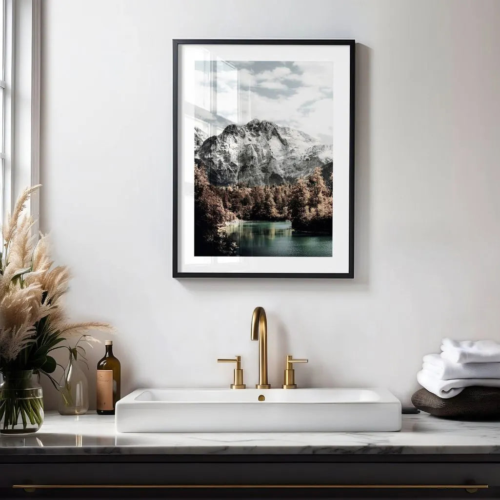 mountain lake poster autumn forest detail