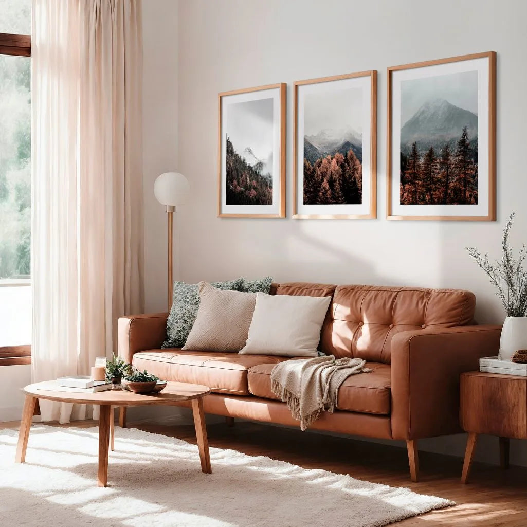 Gallery wall with mountain landscape poster set nature photography