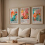 Gallery wall with pastel floral poster set of 3 soft design