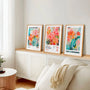 Soft pastel flower poster set for bedroom calming wall art